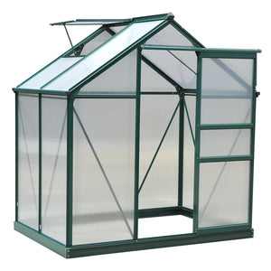 Large 6.2' x 4.3' x 6.6' Walk-In Polycarbonate and Aluminum Frame Greenhouse with Sliding Door