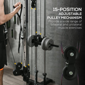 Station de musculation murale à poulie double, réglable à 15 positions