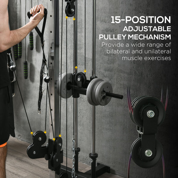 Station de musculation murale à poulie double, réglable à 15 positions