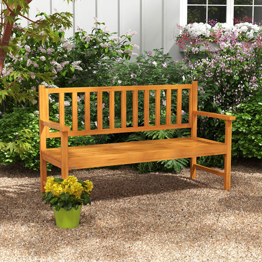Outsunny Convertible Wooden Bench with Center Table, Outdoor Loveseat, Seats 2-3, Perfect for Porch &amp; Backyard |