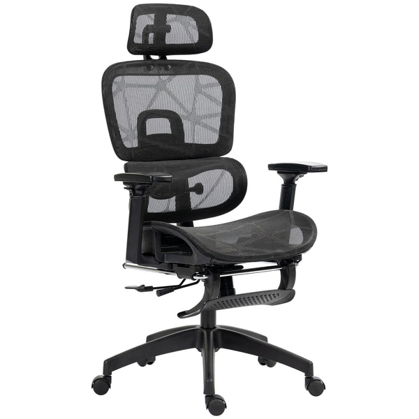 Fauteuil de bureau en maille avec accoudoirs 3D, noir