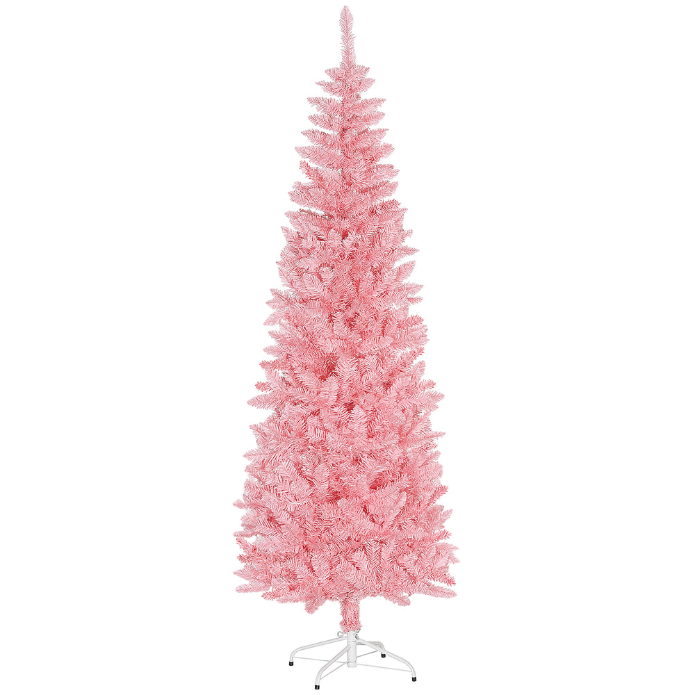 Sapin de Noël artificiel rose de 7 pieds de haut avec 687 branches et base en acier