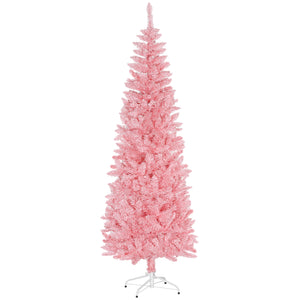 Sapin de Noël artificiel rose de 7 pieds de haut avec 687 branches et base en acier