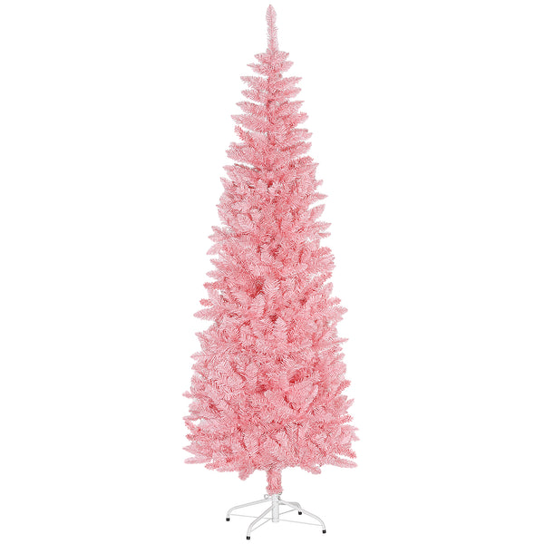Sapin de Noël artificiel rose de 7 pieds de haut avec 687 branches et base en acier