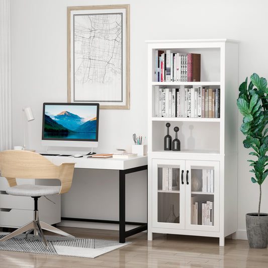Multifunctional storage unit with adjustable shelves, white