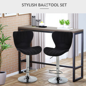 Lot de 2 tabourets de bar pivotants à hauteur réglable avec repose-pieds, noir