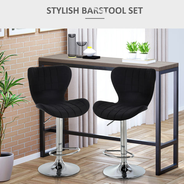 Lot de 2 tabourets de bar pivotants à hauteur réglable avec repose-pieds, noir