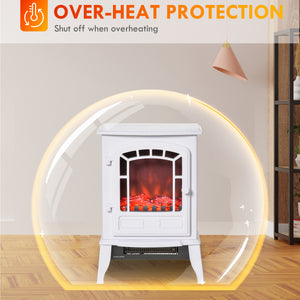 Cheminée électrique avec effet de flamme réaliste 750 W/1 500 W, blanc