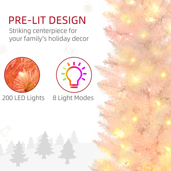 Sapins de Noël pré-éclairés blanc de 6 pieds en forme de crayon avec pointes de surface colorées