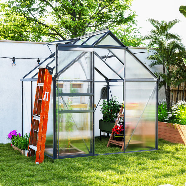 Polycarbonate greenhouse with adjustable roof ventilation
