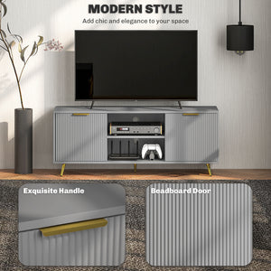 Meuble pour TV 55 pouces avec 2 étagères ouvertes et 2 placards, gris