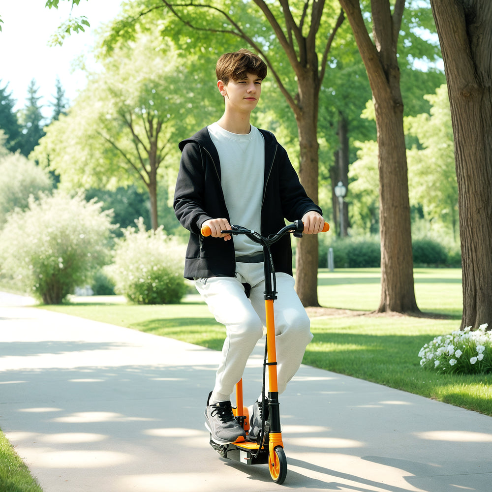 Trottinette électrique pliable avec siège et deux hauteurs réglables, orange