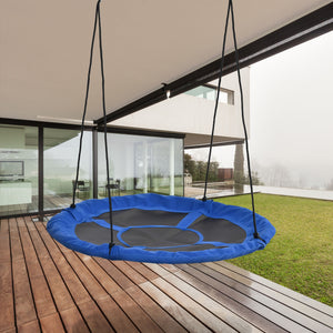 Balançoire soucoupe avec cordes de suspension réglables, bleu