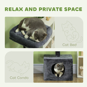 53-inch Cat Tree with Scratching Posts, Condo, Beds, Platforms and Play Balls, Dark Gray