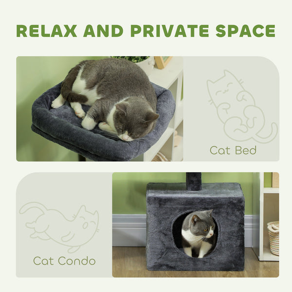53-inch Cat Tree with Scratching Posts, Condo, Beds, Platforms and Play Balls, Dark Gray