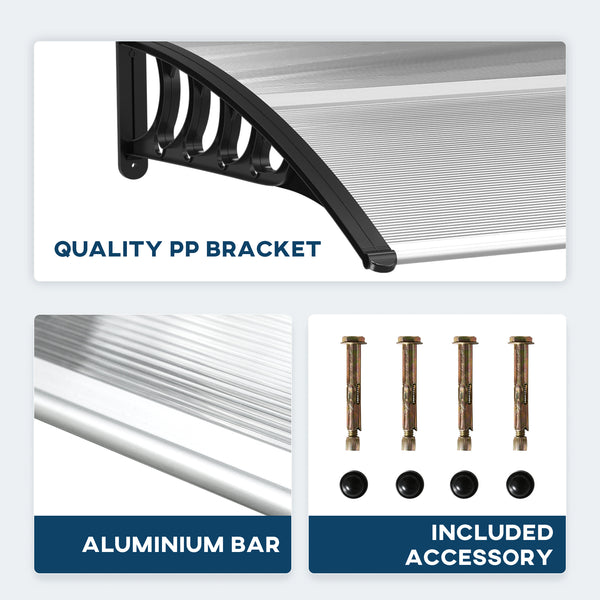 Auvent de porte en polycarbonate transparent de 3,4 x 3,2 pieds