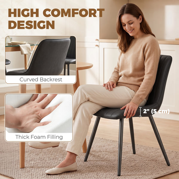 Ensemble de 4 chaises de salle à manger en similicuir avec pieds en métal, noir