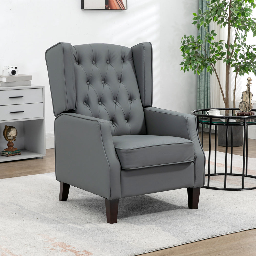 Fauteuil d'appoint moderne en similicuir avec rembourrage épais, gris