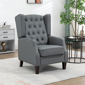 Fauteuil d'appoint moderne en similicuir avec rembourrage épais, gris