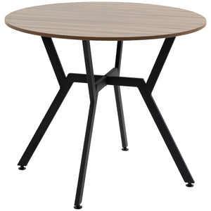 Table de salle à manger ronde avec structure en acier, marron