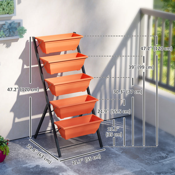 Jardinière surélevée à 5 niveaux avec pots de fleurs et trous anti-fuites