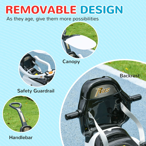 3-in-1 Slide Car for Kids with Music, Light, Handle and Removable Canopy, White