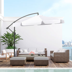 Parasol déporté de 9 pieds avec réglage facile de l'inclinaison, blanc