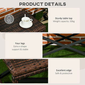 Table d'appoint de patio en résine tressée, marron