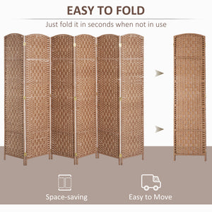 Cloison de séparation pliable avec 6 panneaux, couleur naturelle