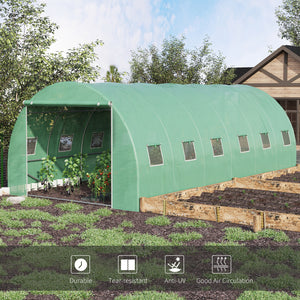 Serre tunnel de jardin avec fenêtres et porte,  verte