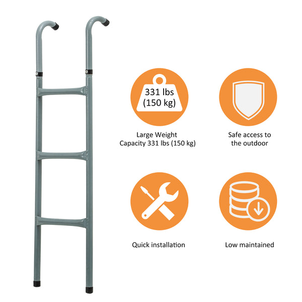 Steel trampoline ladder for 12 and 14 foot trampolines