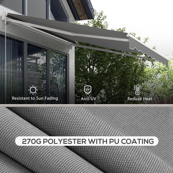 10'x8' Electric Retractable Awning with Remote Controller, Crank Handle, Aluminum Frame for Deck Balcony, Light Grey