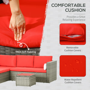 Modern 3-piece rattan sofa set