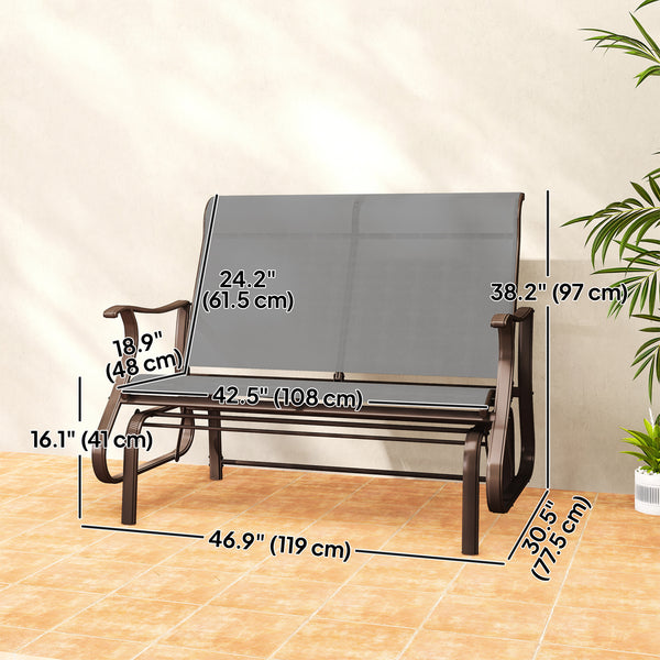 Fauteuil à bascule double avec assise et dossier en maille, gris clair