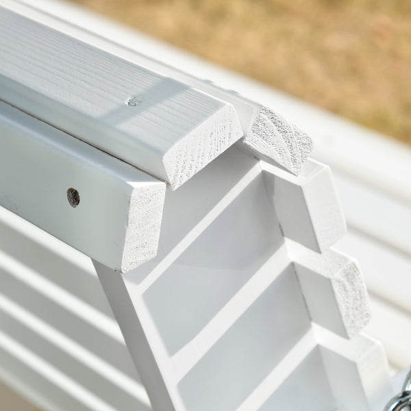 Balancelle de porche 2 places en bois avec porte-gobelet et chaînes, blanche