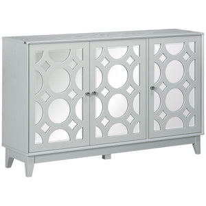 Buffet de cuisine avec 3 portes miroir, 2 placards et une étagère réglable, gris