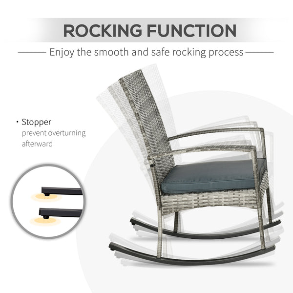 Ensemble de jardin 3 pièces en résine tressée, gris