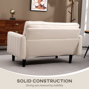 Canapé 2 places en lin avec assise et dossier rembourrés, beige