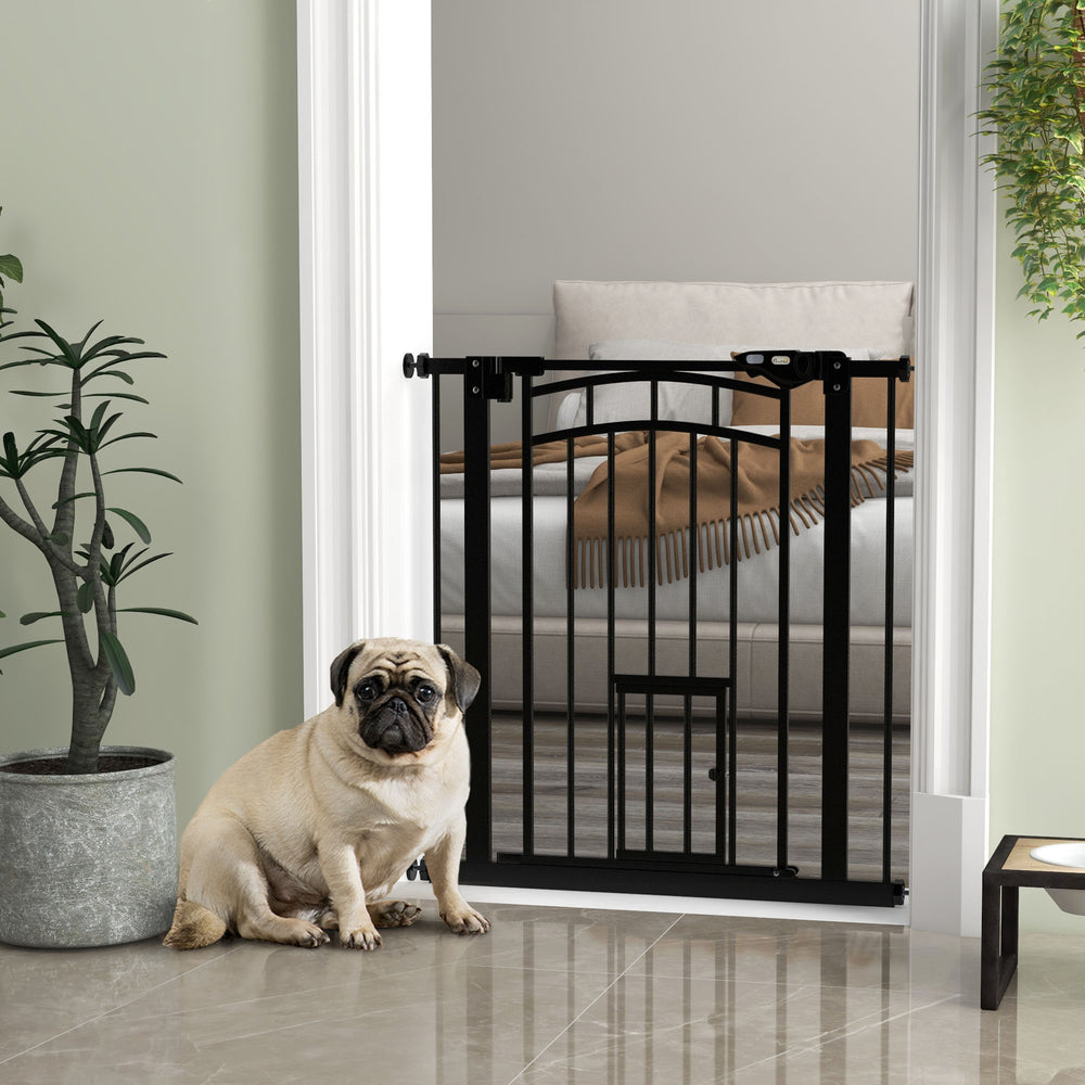 Barrière pour animaux à fermeture automatique, noire