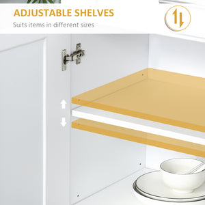 Meuble de rangement avec 4 portes, tiroir et 3 étagères réglables, blanc