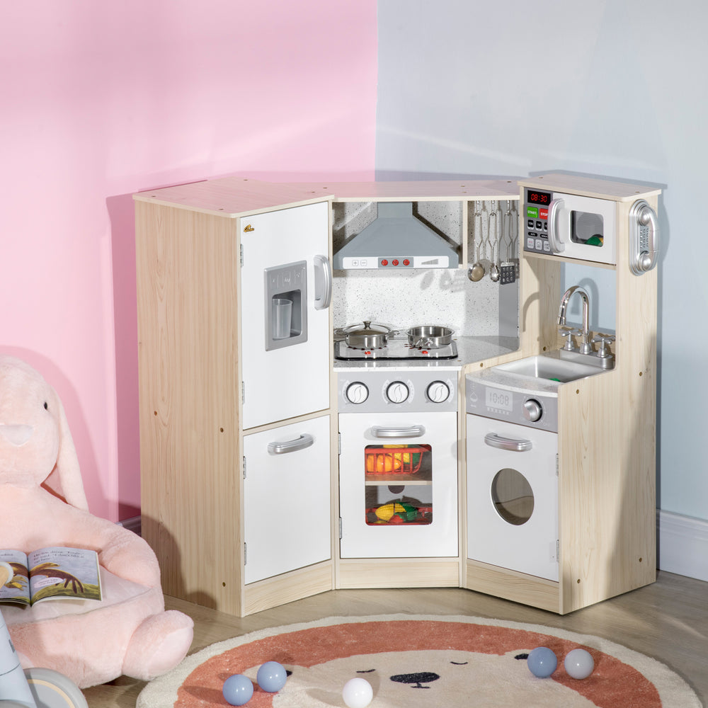 Cuisine enfant en bois Deluxe avec sons et lumières, blanc