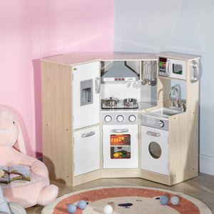 Cuisine enfant en bois Deluxe avec sons et lumières, blanc