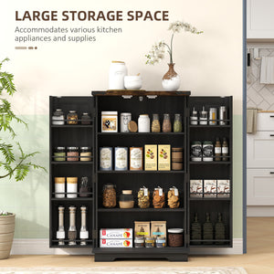 Garde-manger de style campagnard avec portes et étagères réglables, noir