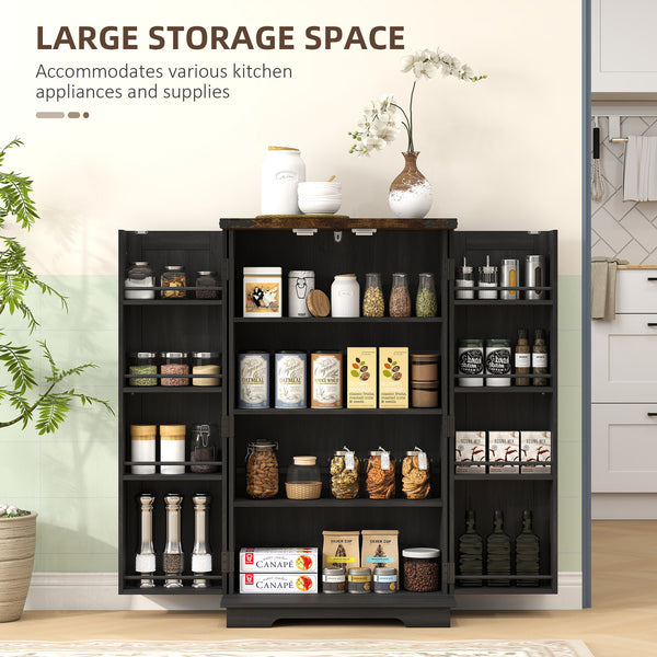 Garde-manger de style campagnard avec portes et étagères réglables, noir