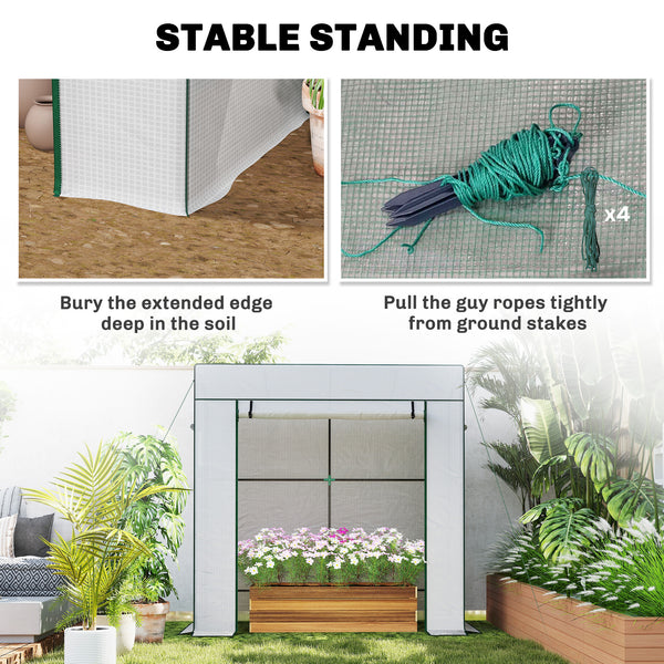 Lean-to greenhouse for tomatoes with reinforced PE cover