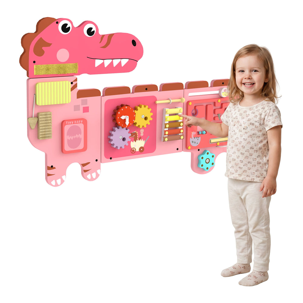Panneau d’activités mural dinosaure rose, 2 ans et plus