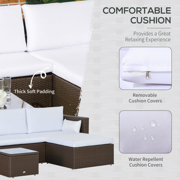 Ensemble de canapés en rotin 3 pièces avec table basse, coussins et oreillers