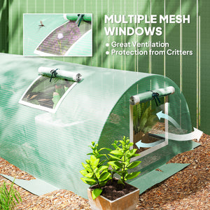 Portable mini greenhouse with 5 mesh windows and steel frame