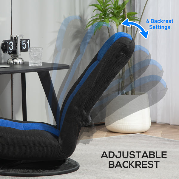 Chaise de sol pliante pivotante à 360 degrés, réglable sur 6 positions, bleu