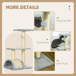 71cm Cat Tree with Scratching Post, Mat and Ball for Indoor Cats, Light Grey